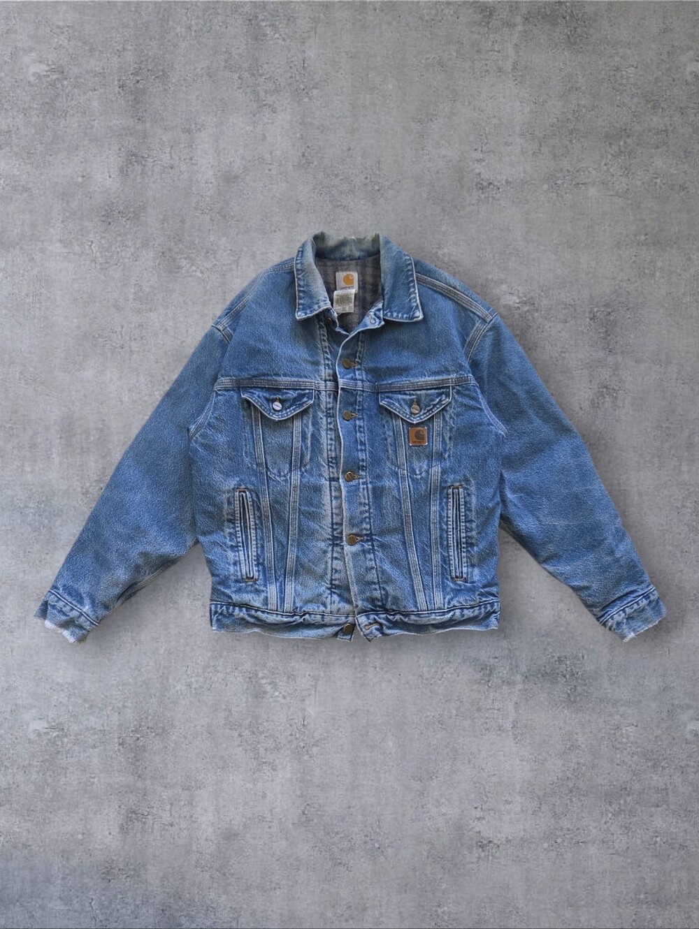 Vintage Carhartt Denim Jacket J11DST Blue Blanket Lined Size Men's M